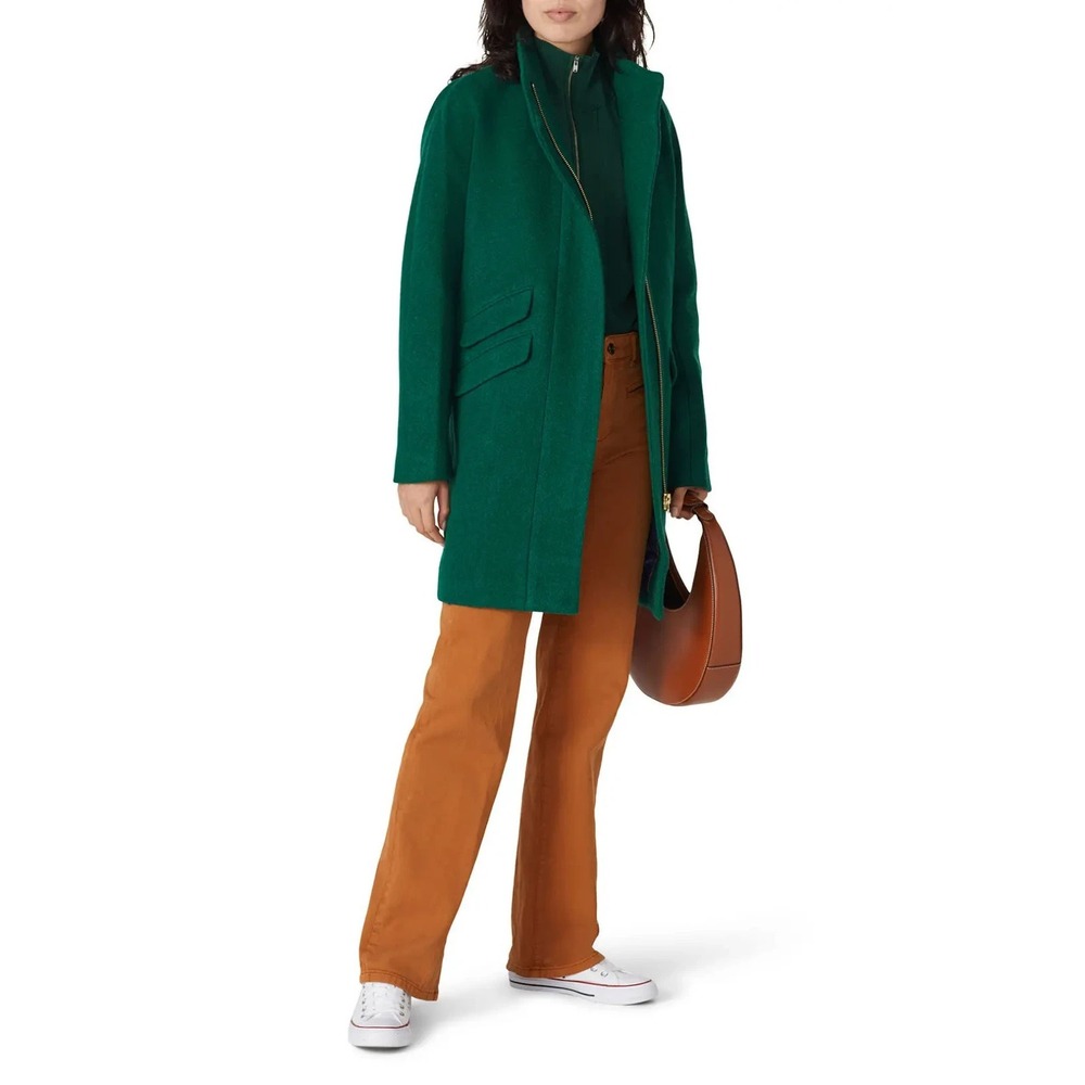 J.Crew Cocoon Coat Women's 0 Green Nello Gori Italian Stadium-Cloth Wool Blend